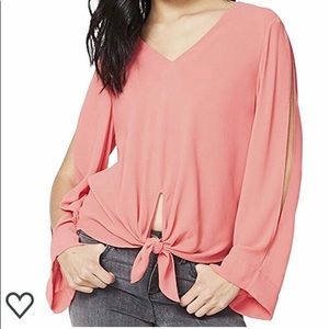 Rachel Roy Coral tie-front cold-shoulder Blouse XS
